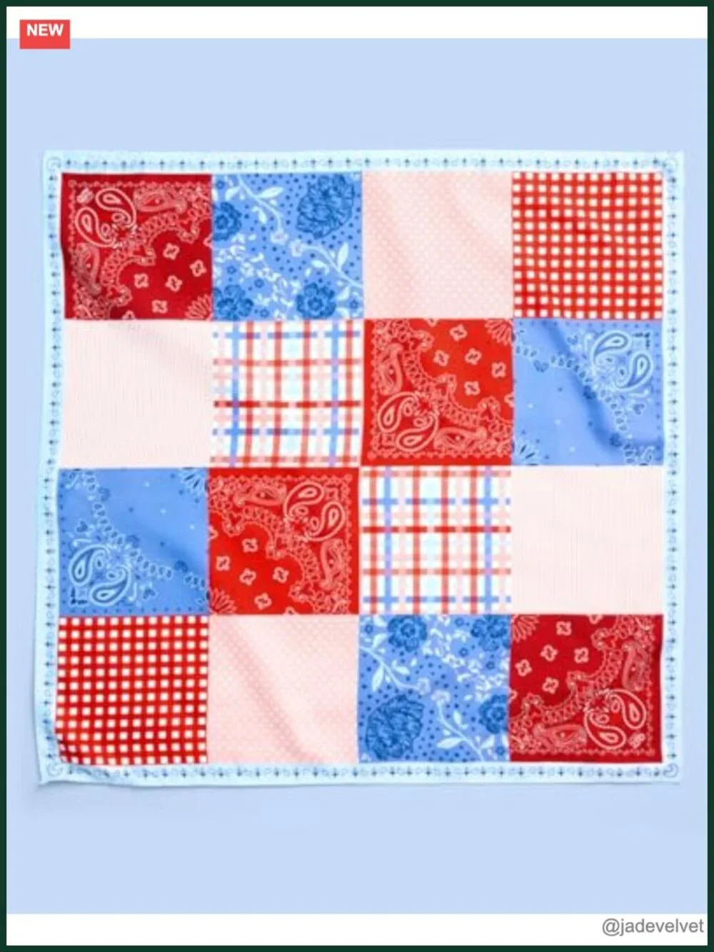 Patriotic Patchwork Bandana, Polyester, 27x27in, Fashion Scarf